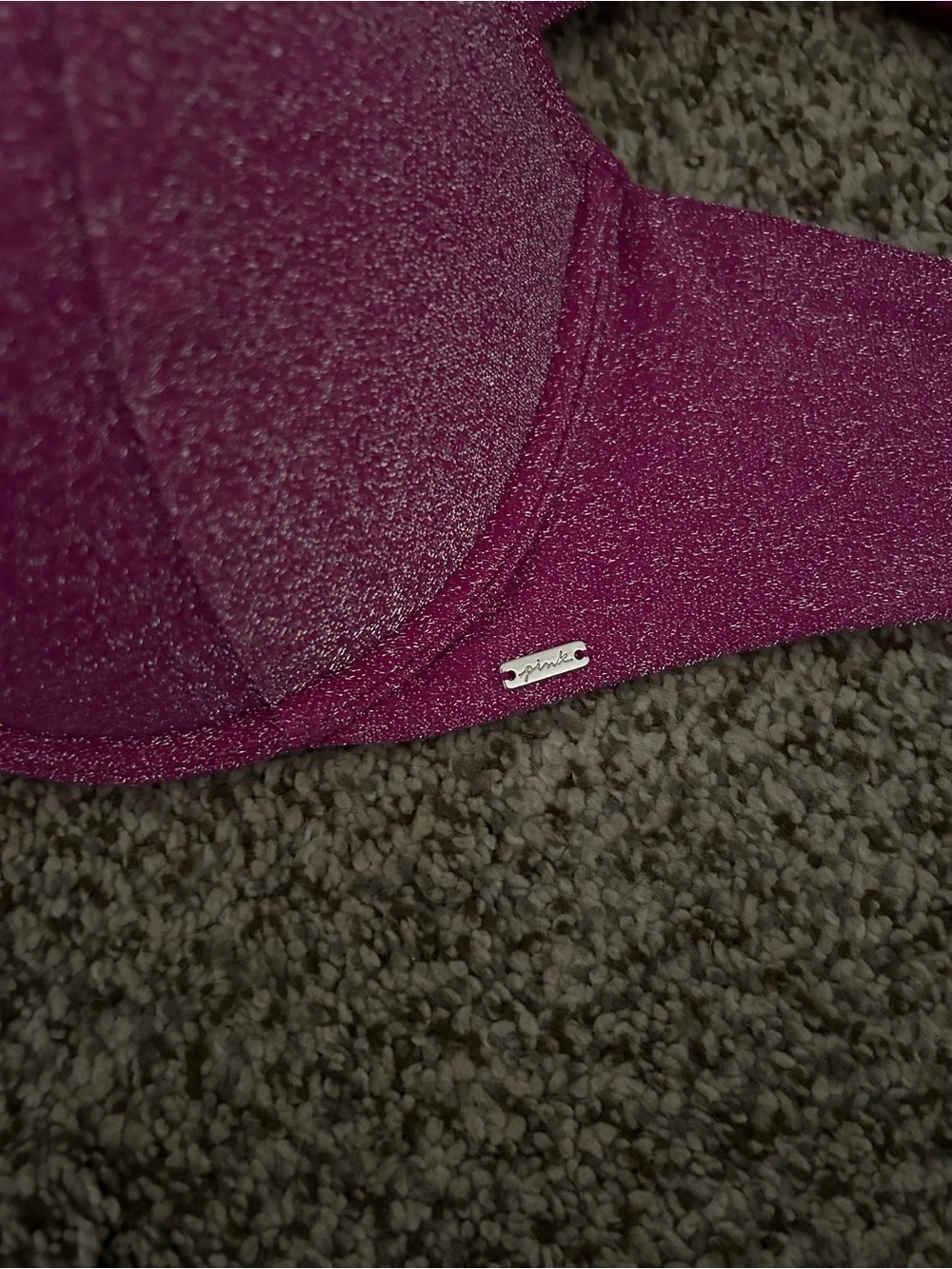 Sparkle Push-Up Bra Bathing Suit in Magenta-Pink